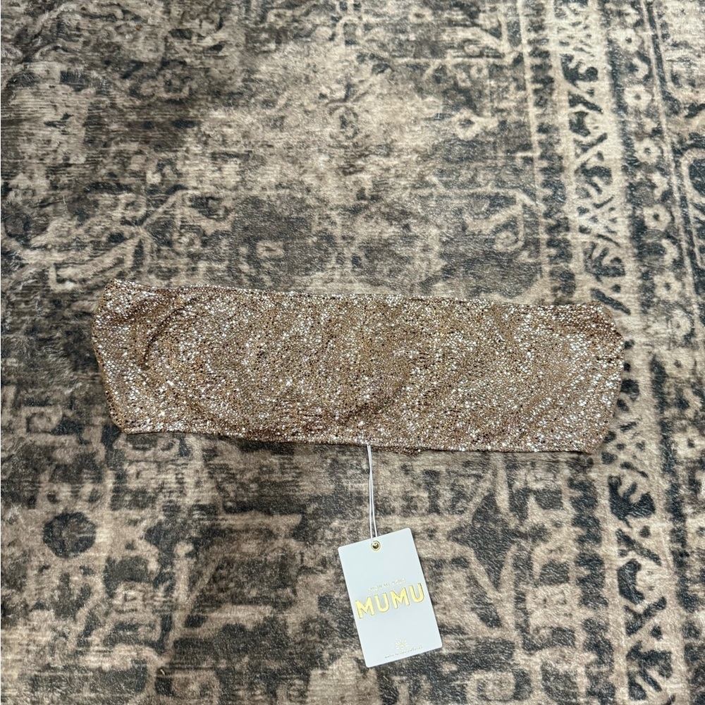 Show Me Your MuMu brown sliver metallic strapless top size xl - Picture 2 of 6